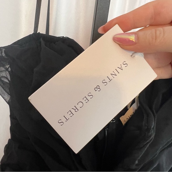 Saints & Secrets Daphnie Drop Waist Tulle Midi Dress Black, size XL NWT - Picture 6 of 11